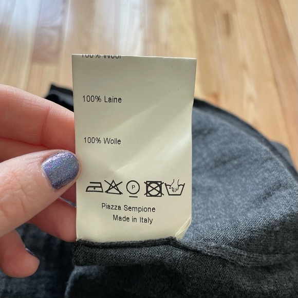Piazza Sempione Gray Wool Button Front Wool Black Knit Neck Detail Cardigan 42 - Picture 9 of 11
